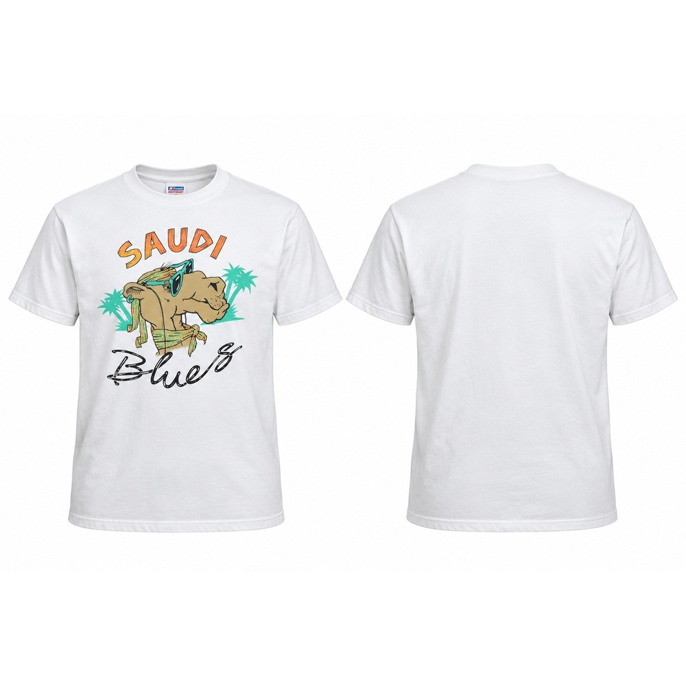 Vintage Hanes Saudi Blues Camel Graphic T-Shirt White XL Single Stitch 90s